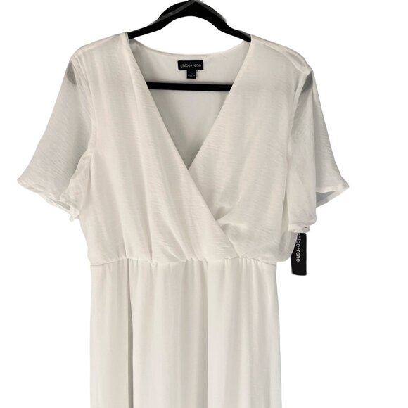 White Dress. Chiffon Spring, Summer, Beach, Vacation Dress Size L Large. - Picture 3 of 12